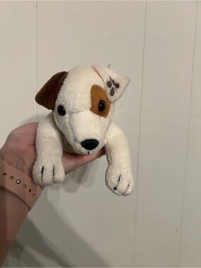 Wishbone Stuffed White and Brown Puppy Plush Dog Toy - Soft Pet Plush